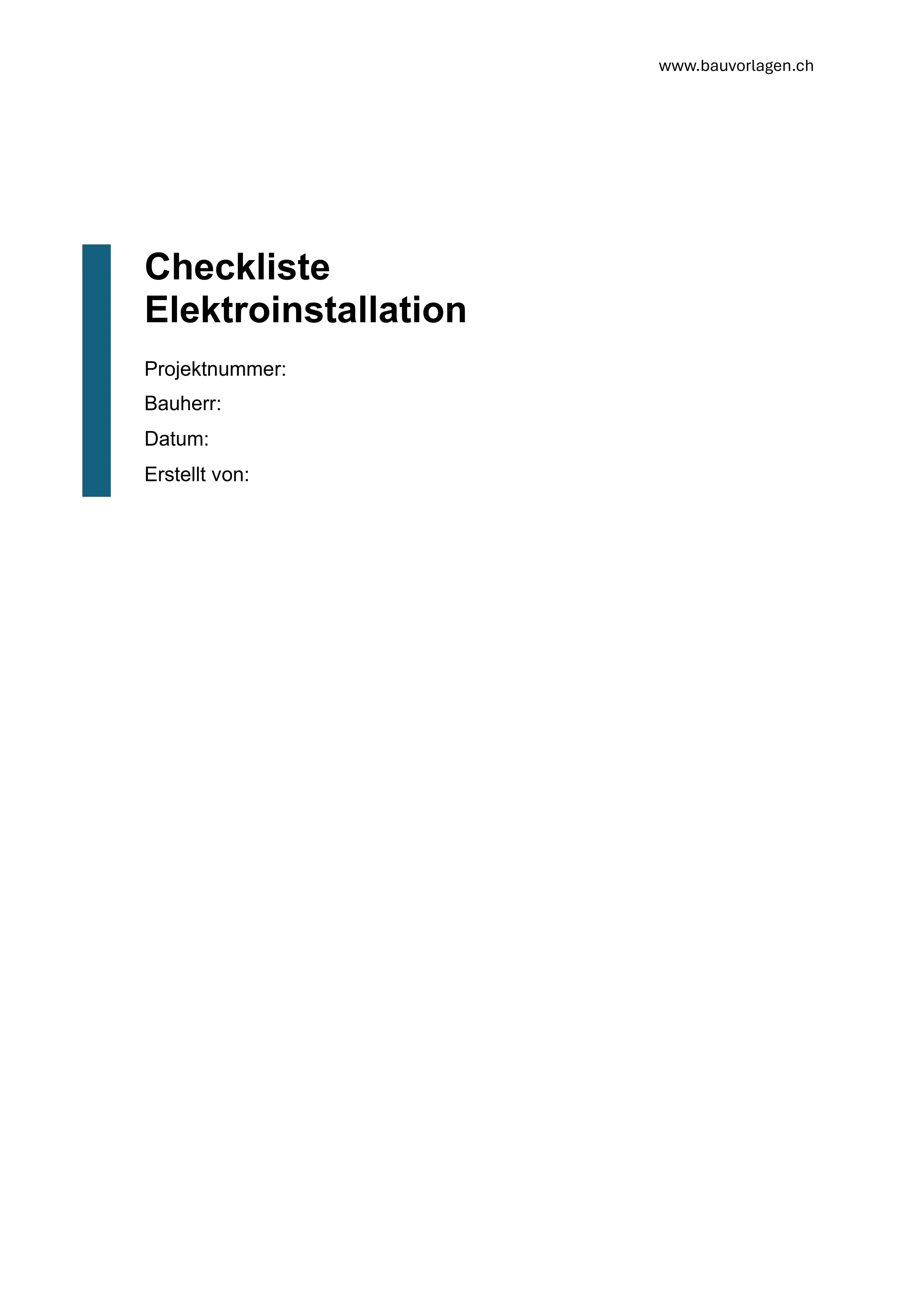 Checkliste Elektroinstallationen