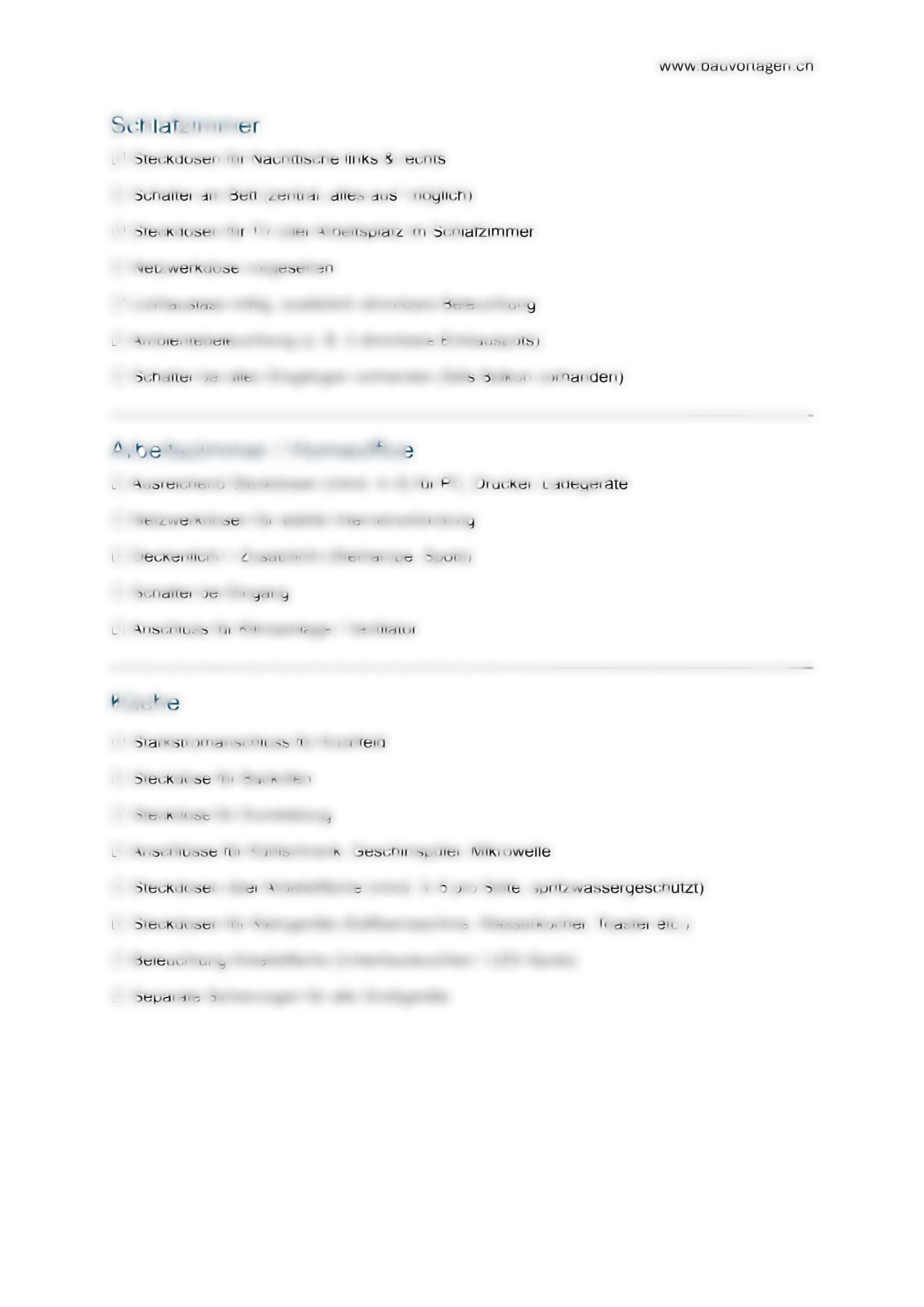 Checkliste Elektroinstallationen