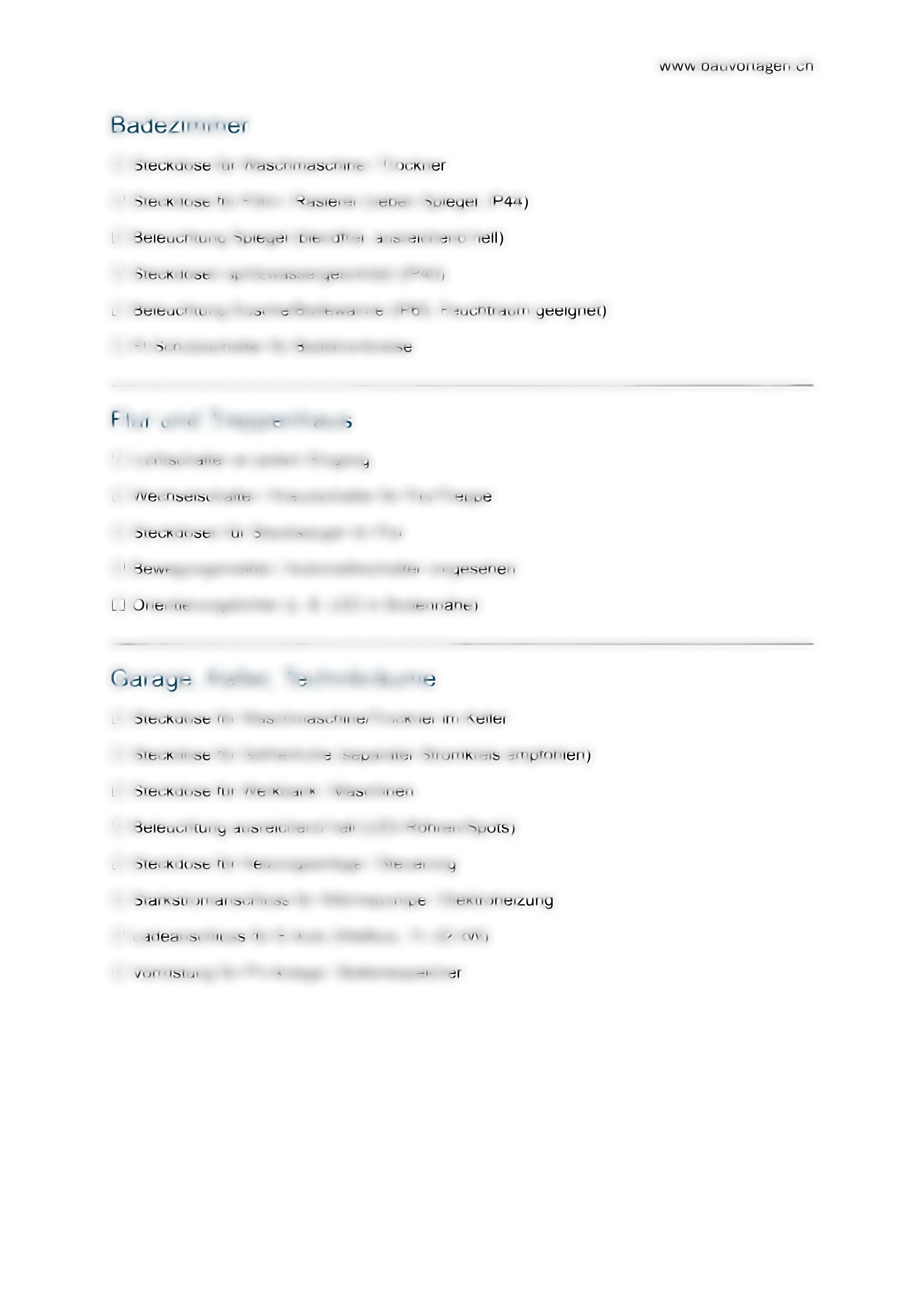 Checkliste Elektroinstallationen