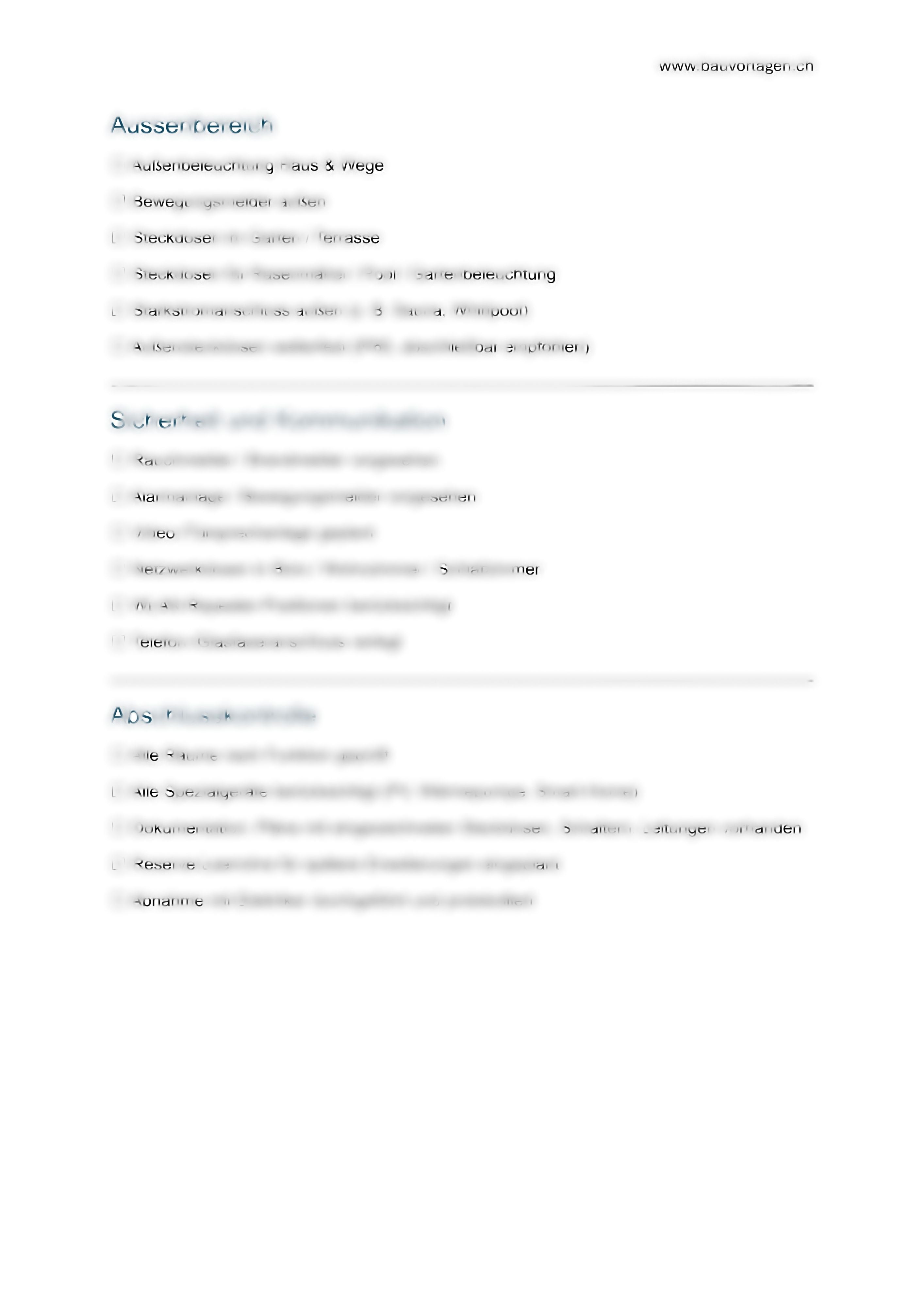 Checkliste Elektroinstallationen